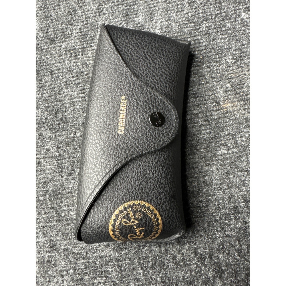 Ray-Ban Chromance Black Pebbled Leather Sunglasses Case with Cleaning Cloth